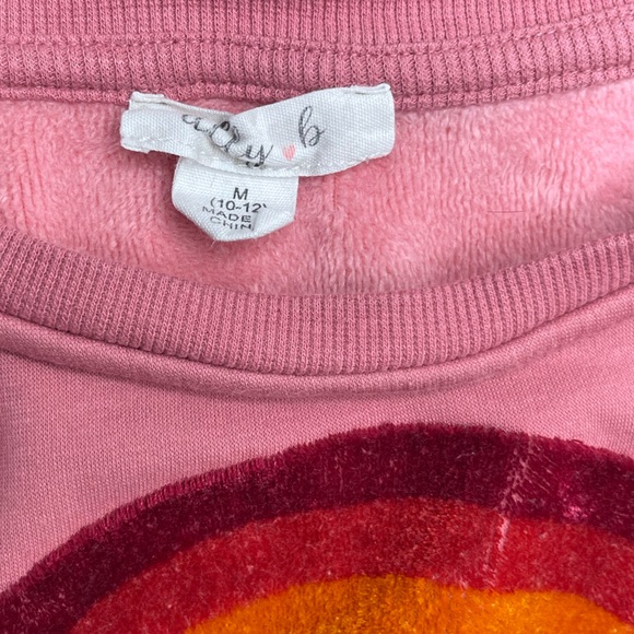 Kids pink Love Rainbow Sweatshirt Girls Medium 10/12 - Picture 3 of 4